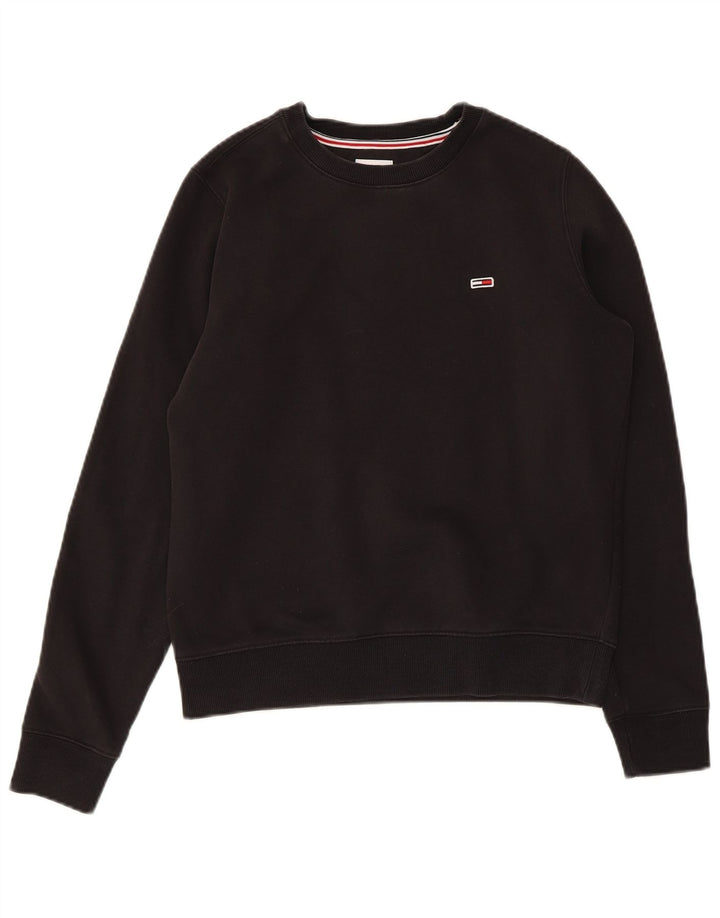 TOMMY HILFIGER Damen Übergroßer Sweatshirt-Pullover UK 6 XS Schwarze Baumwolle