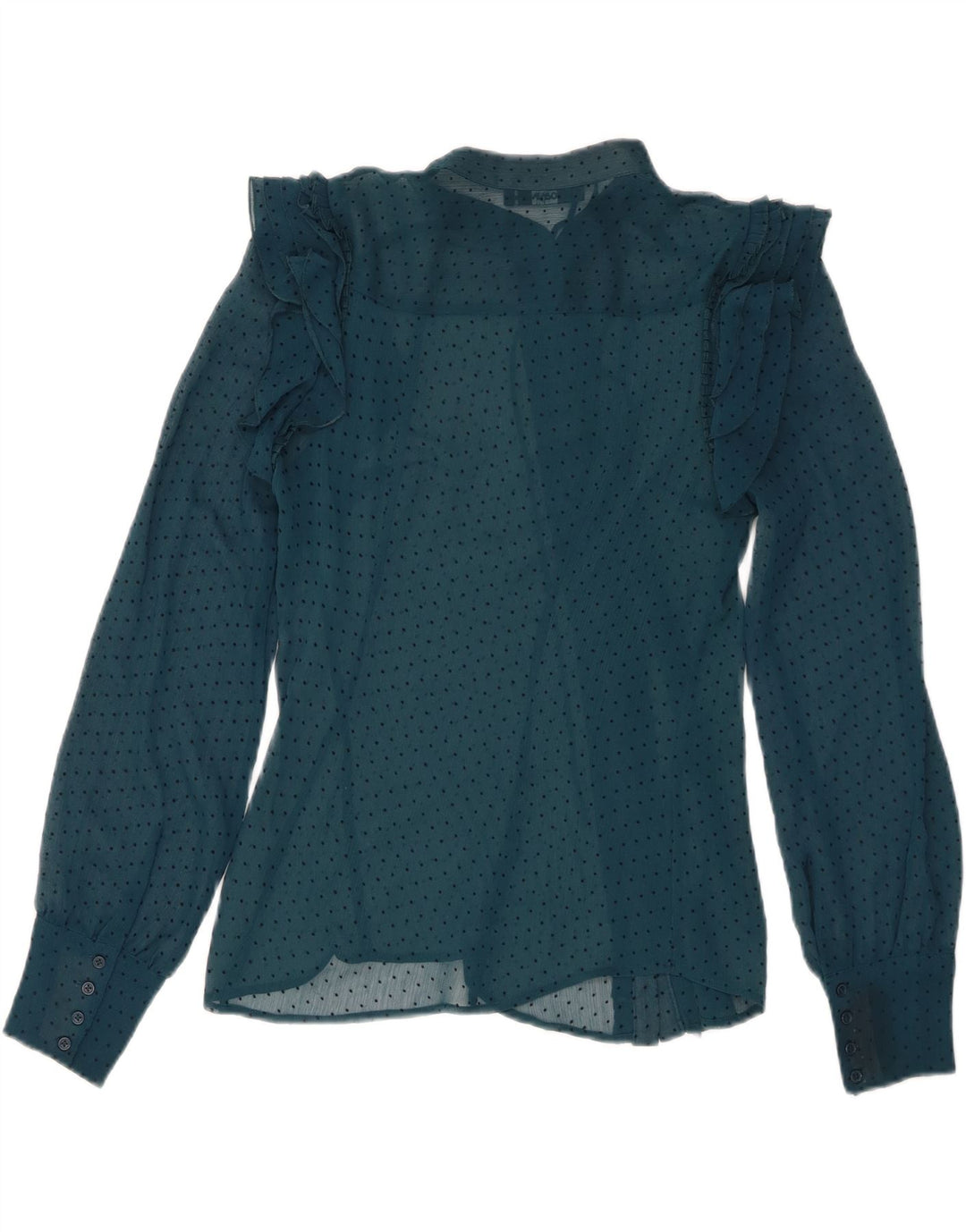 Oasis Damen-Hemdbluse mit durchsichtiger Krawatte vorne, Gr. 8, klein, blau gepunktet