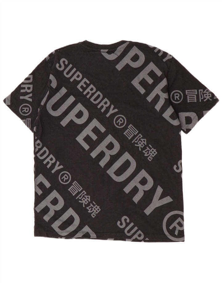 Superdry Herren Grafik-T-Shirt-Oberteil aus mittelschwarzer Baumwolle