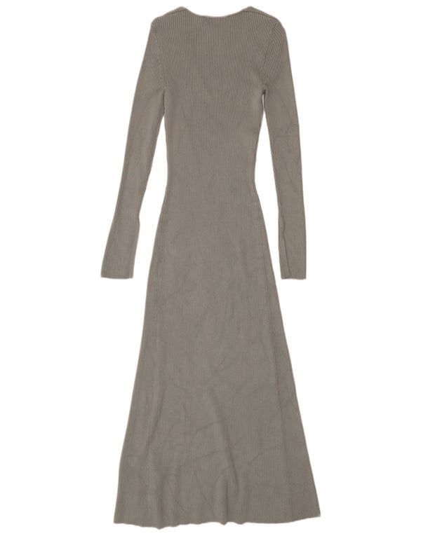 Zara Maxi-Pulloverkleid für Damen, Gr. 8, Größe S, graue Viskose