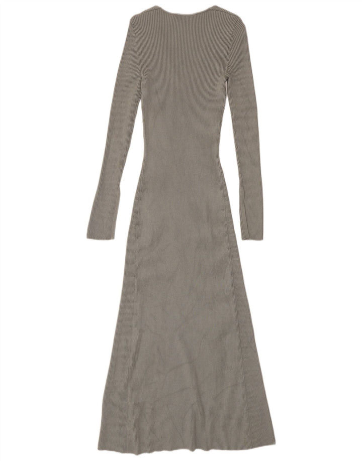 Zara Maxi-Pulloverkleid für Damen, Gr. 8, Größe S, graue Viskose