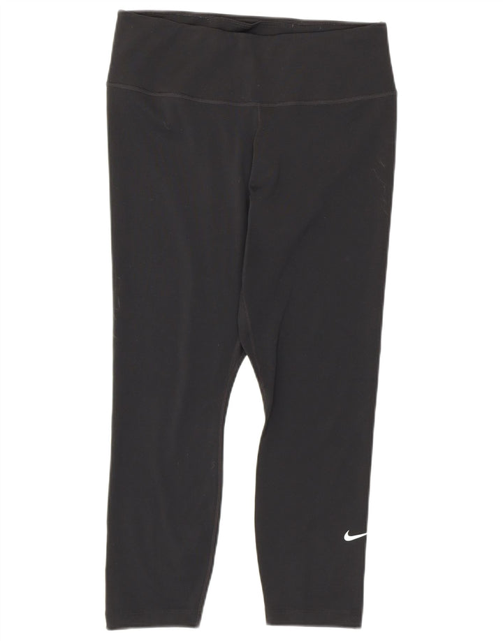 Nike Damen Dri Fit Capri Leggings UK 12 Medium Schwarz Polyester