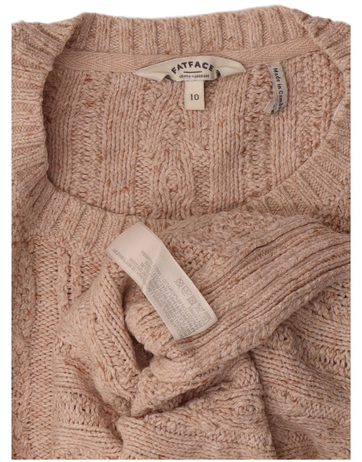 Fat Face Damen-Pullover mit Rundhalsausschnitt, Gr. 10, Größe S, beige, Baumwolle, klassisch