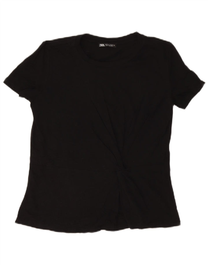 Zara Damen Übergroßes T-Shirt Top UK 10 Small Schwarz