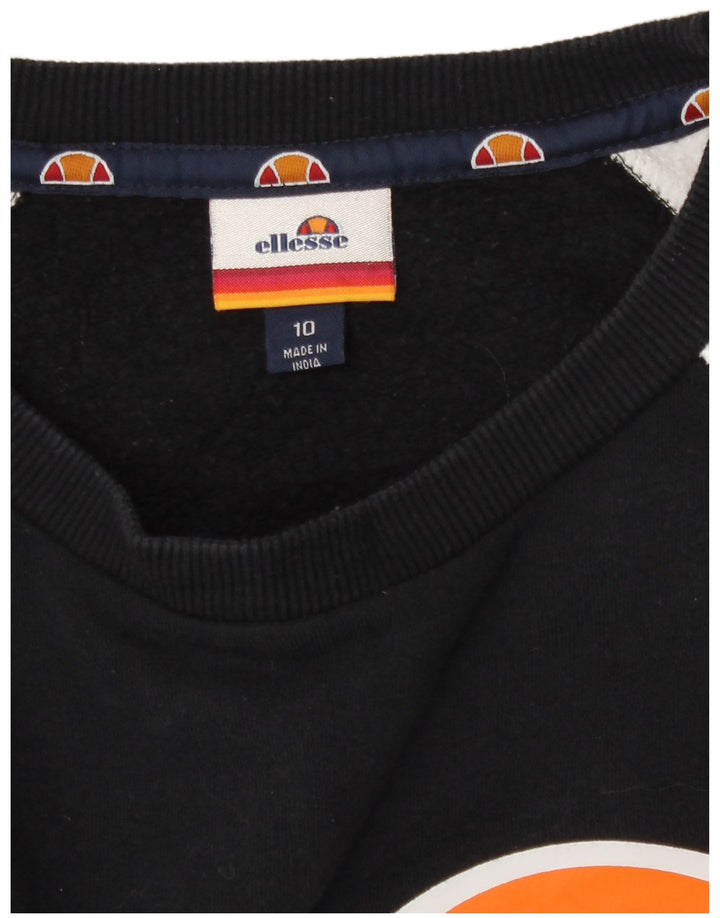 Ellesse Womens Graphic Sweatshirt Pullover UK 10 Small Black Colourblock