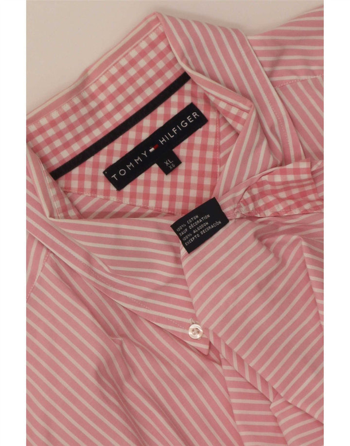 Tommy Hilfiger Herrenhemd XL rosa gestreift aus Baumwolle