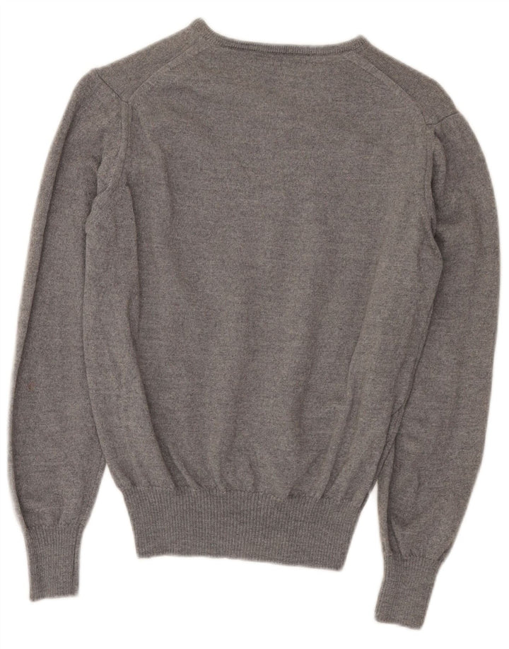 Zara Herren Pullover mit V-Ausschnitt Mittelgrau