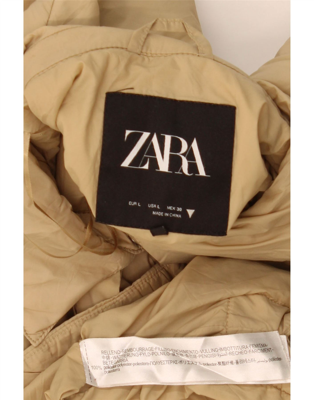 Zara Damen Mantel UK 16 Large Beige Polyester
