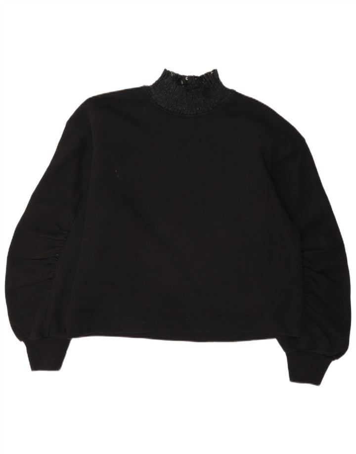 Zara Damen-Bluse mit langen Ärmeln, übergroß, Gr. 10, Größe S, Schwarz, Baumwolle