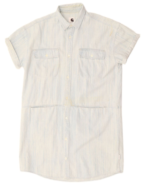 Carhartt Damen Übergroßes Kurzarm-Jeanshemdkleid UK 10 Small Blue