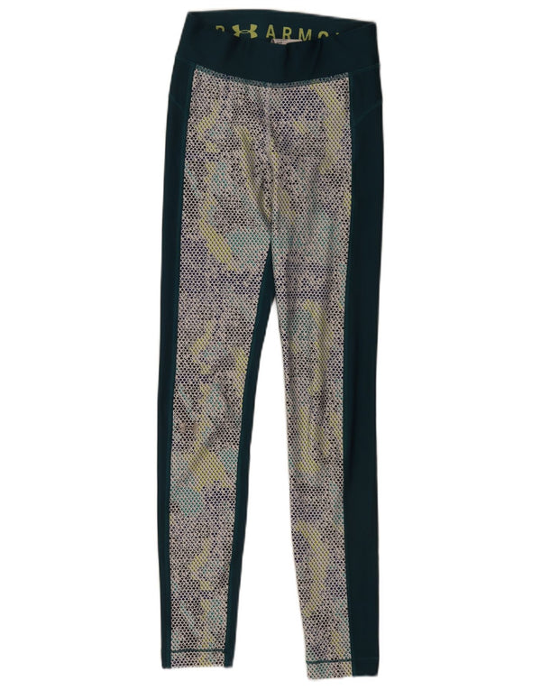 Under Armour Damen Kompressionsleggings UK 6 XS Grün gepunktet Sport