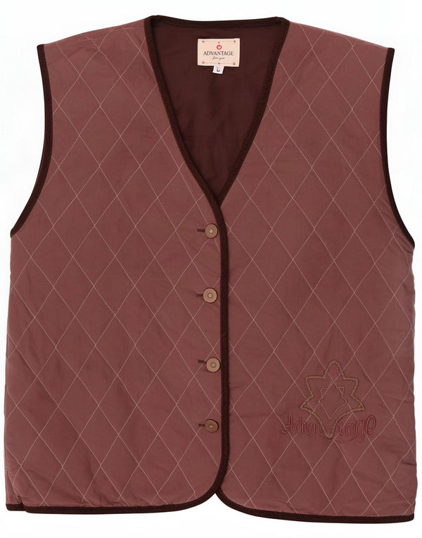 Advantage Womens Quilted Gilet UK 16 Large Brown Geometric Polyester