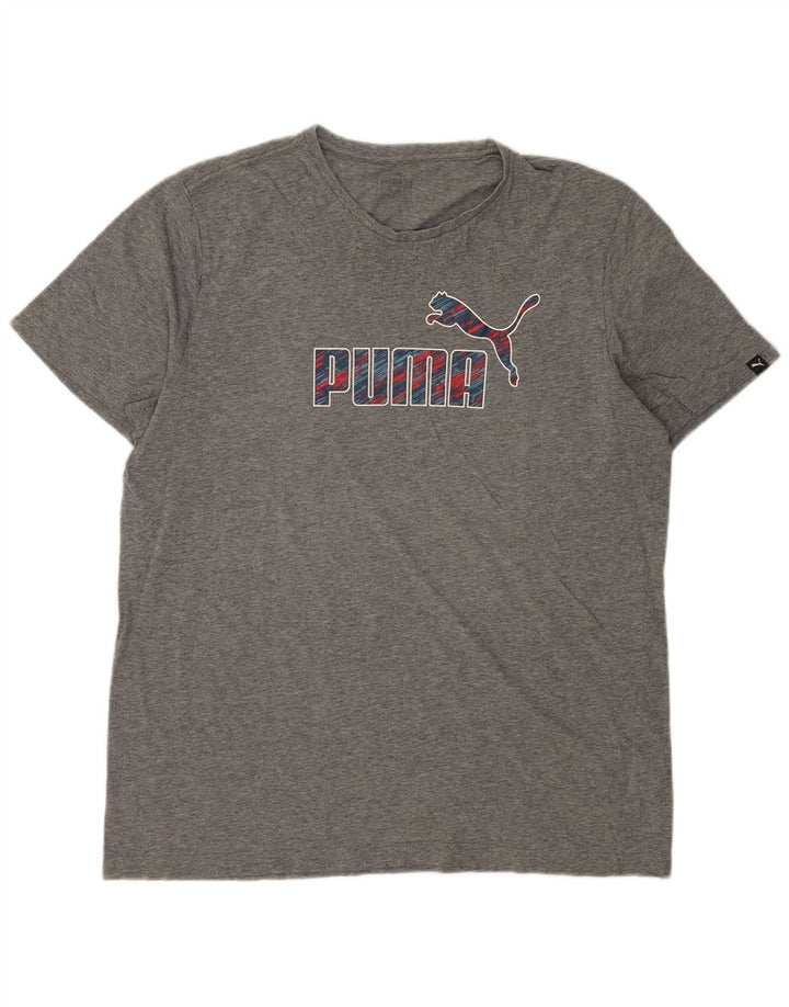 Puma Herren-T-Shirt mit Grafik, groß, grau gesprenkelte Baumwolle
