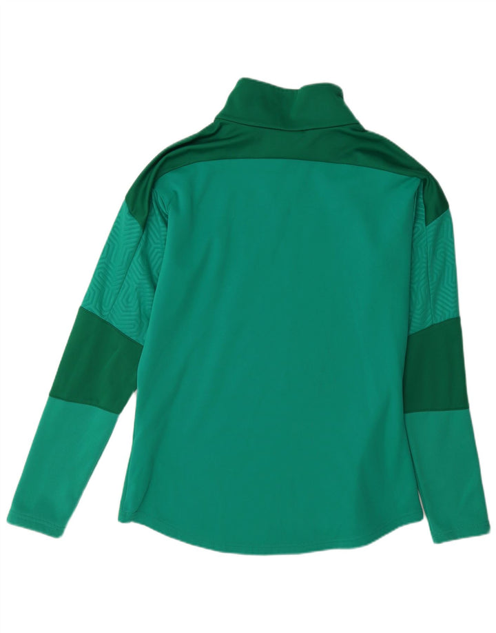 Puma Herren-Sweatshirt mit Reißverschluss am Hals, mittelgrünes Farbblock-Polyester
