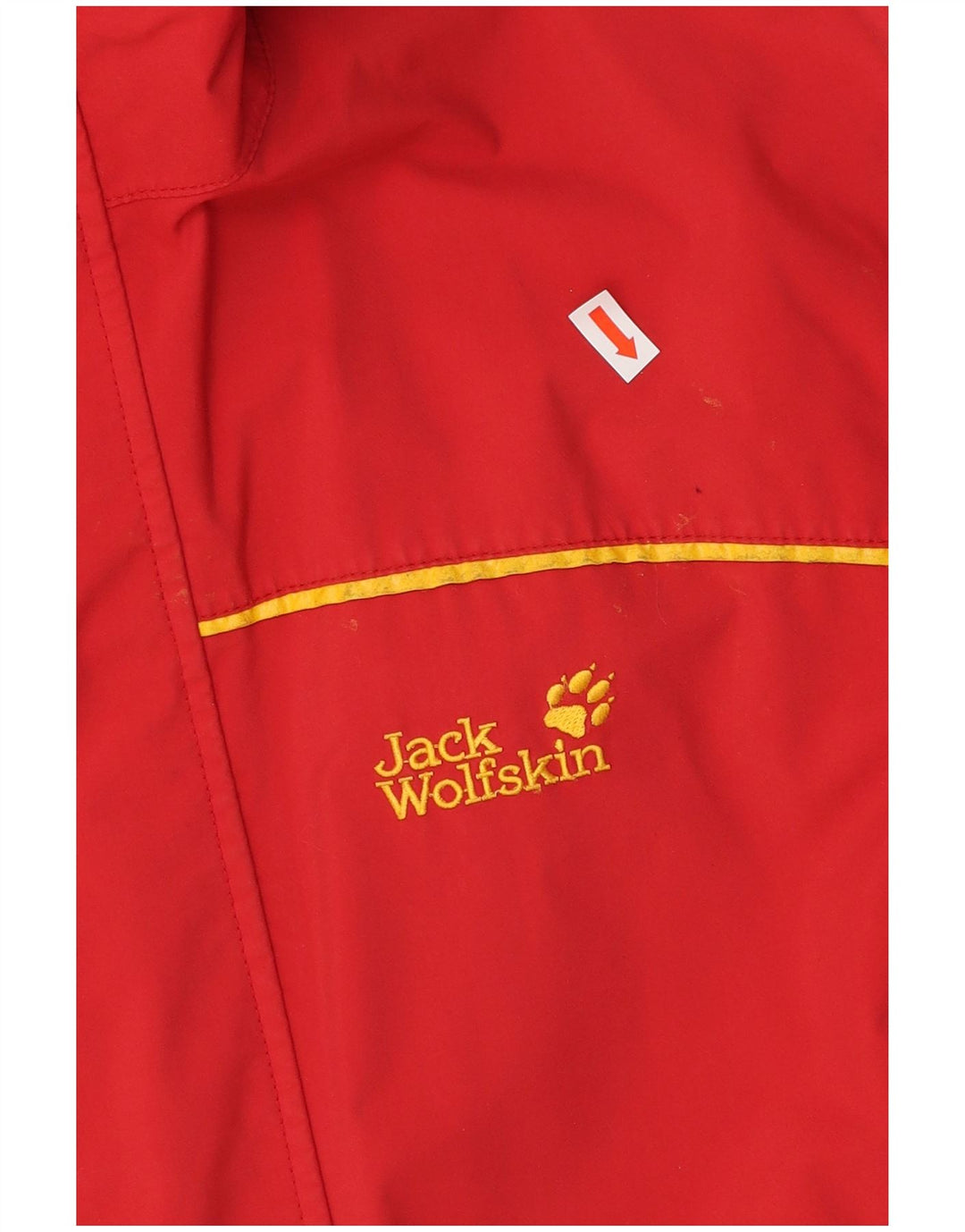 JACK WOLFSKIN Regenjacke für Jungen mit grafischer Kapuze, 13–14 Jahre, rotes Polyamid