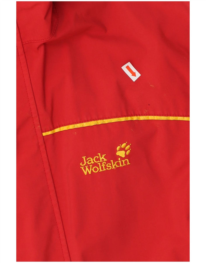 JACK WOLFSKIN Regenjacke für Jungen mit grafischer Kapuze, 13–14 Jahre, rotes Polyamid