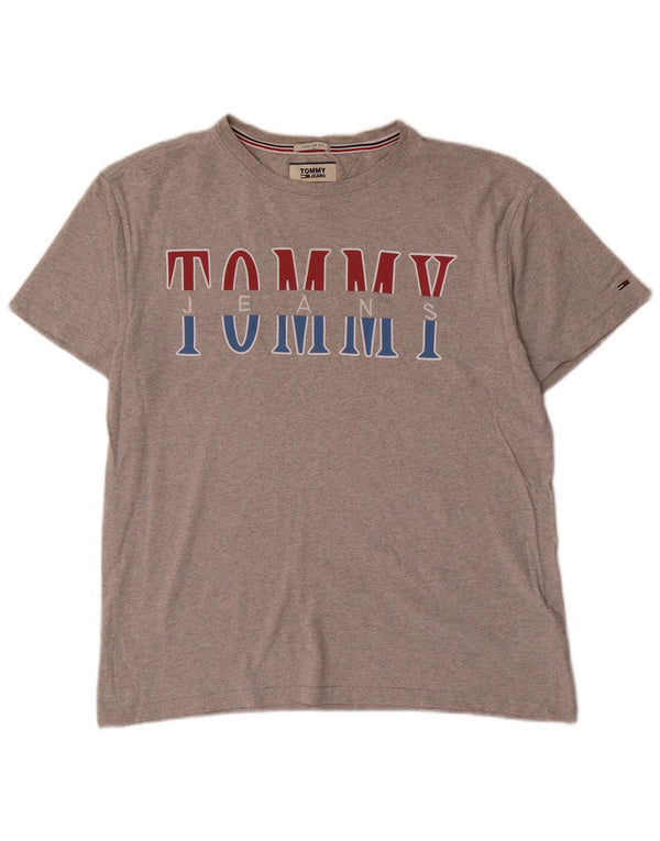 TOMMY HILFIGER Damen Regular Fit Graphic T-Shirt Top UK 14 Mittelgrau