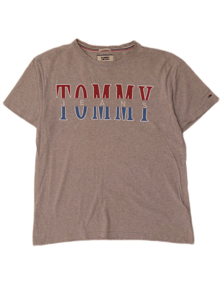 TOMMY HILFIGER Damen Regular Fit Graphic T-Shirt Top UK 14 Mittelgrau