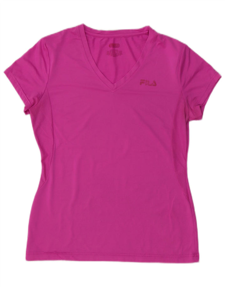 Fila Damen T-Shirt Top UK 12 Mittelrosa Polyester