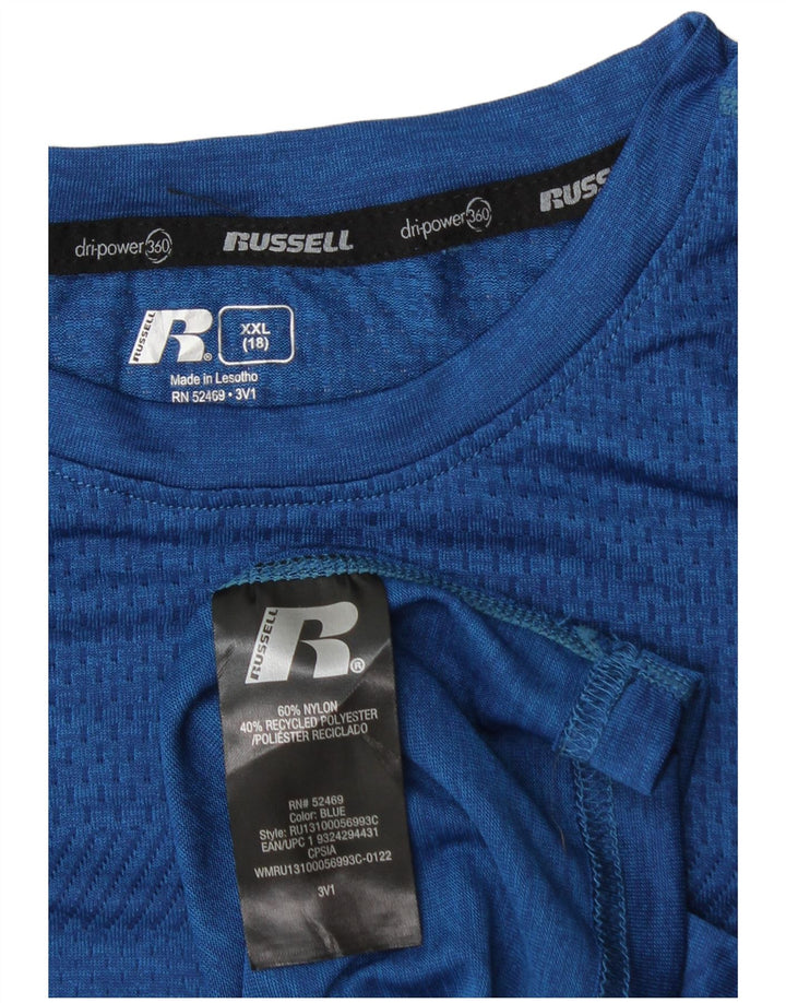 RUSSELL ATHLETIC Dri-Power T-Shirt-Oberteil für Jungen, 15–16 Jahre, 2XL, blaues Nylon