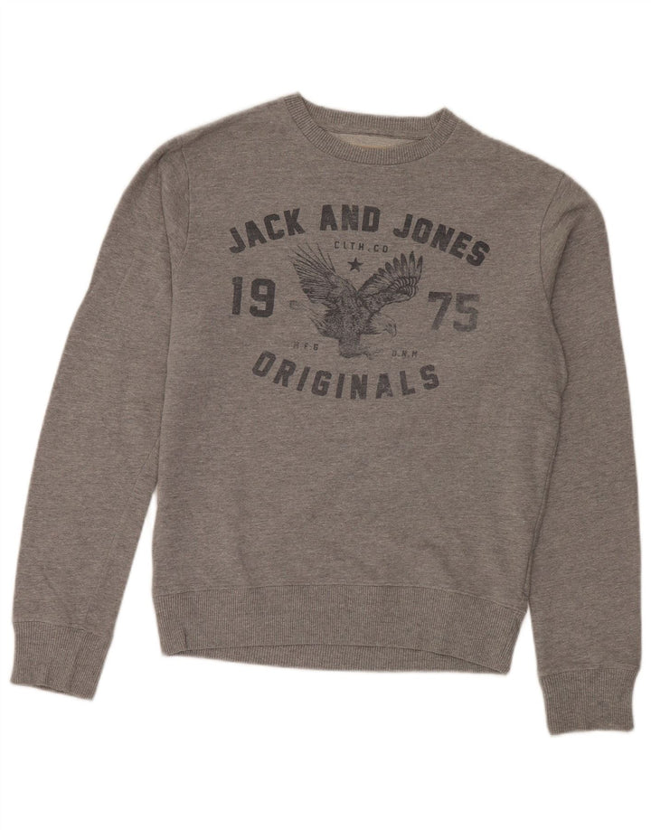 Jack & Jones Herren-Sweatshirt mit Grafik, Größe S, Grau, Baumwolle