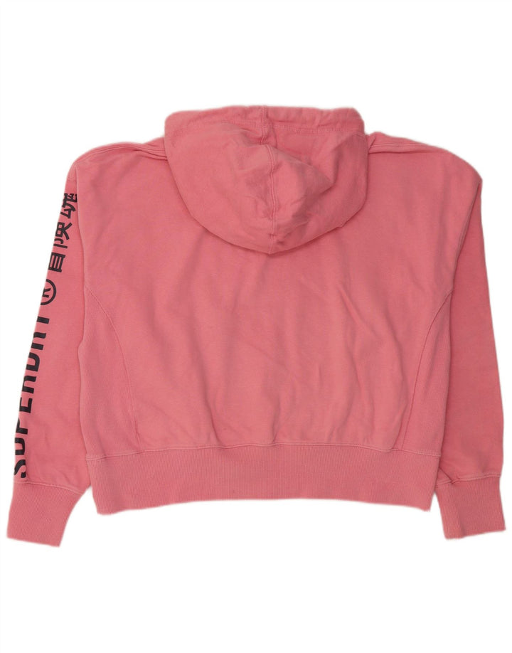 SUPERDRY Damen Crop Graphic Übergroßer Kapuzenpullover UK 16 Large Rosa