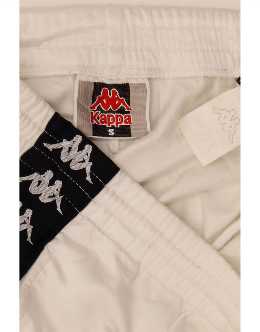 Kappa Herren-Trainingshose mit Grafik, Größe S, Weiß, Farbblock-Polyester