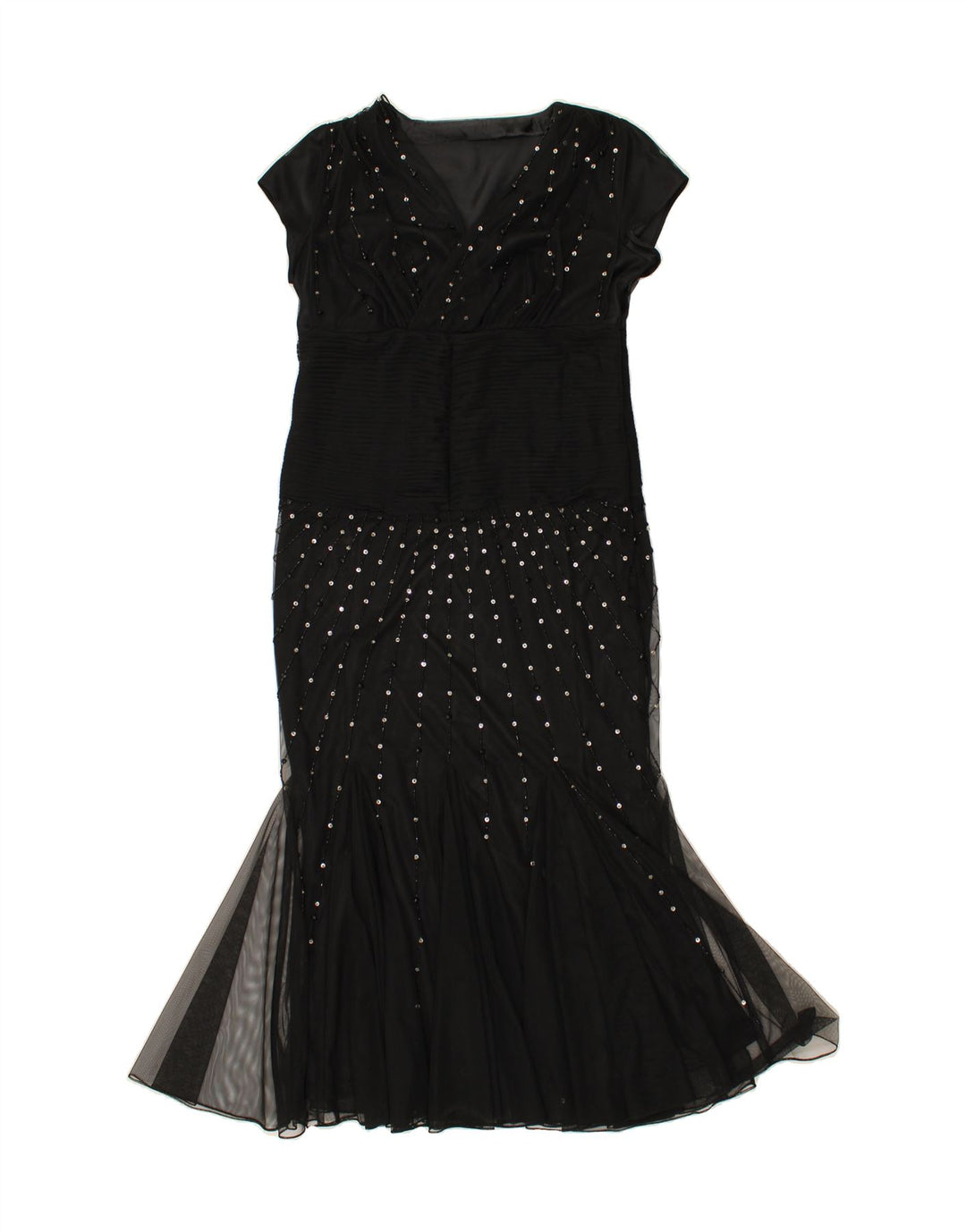 VINTAGE Womens Mermaid Dress UK 16 Large Black Polyester Vintage Vintage and Second-Hand Vintage from Messina Hembry 