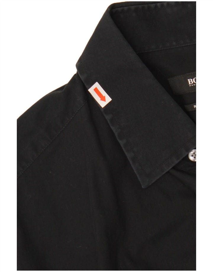 HUGO BOSS Herren-Hemd mit normaler Passform, Größe 16 1/2 42, groß, Schwarz