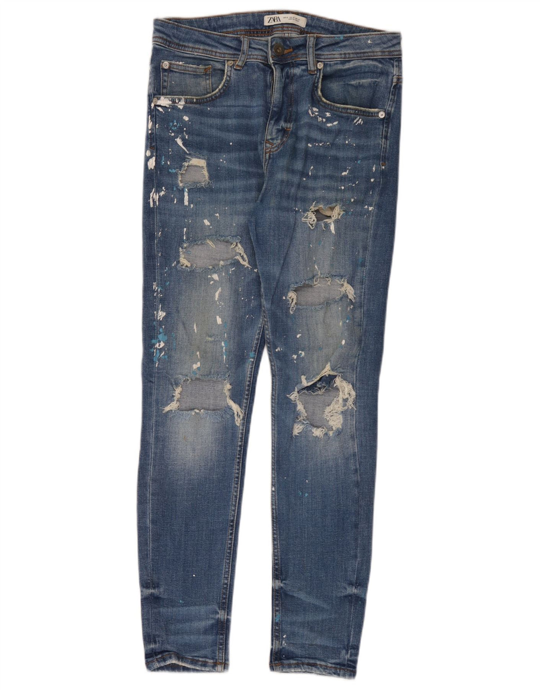 Zara Herren Distressed Slim Jeans EU 38 Small W30 L30 Blaue Baumwolle