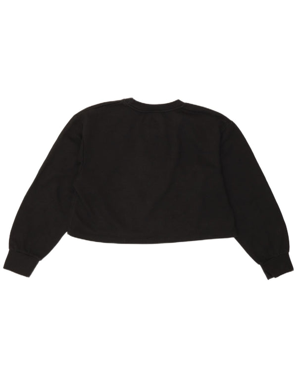 Zara Damen Crop Loose Fit Top Langarm UK 14 Large Schwarz