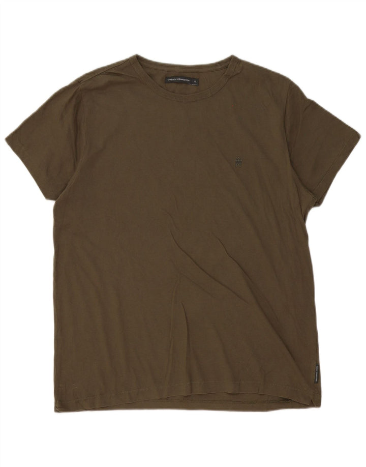 French Connection Herren T-Shirt Top XL Khaki Baumwolle