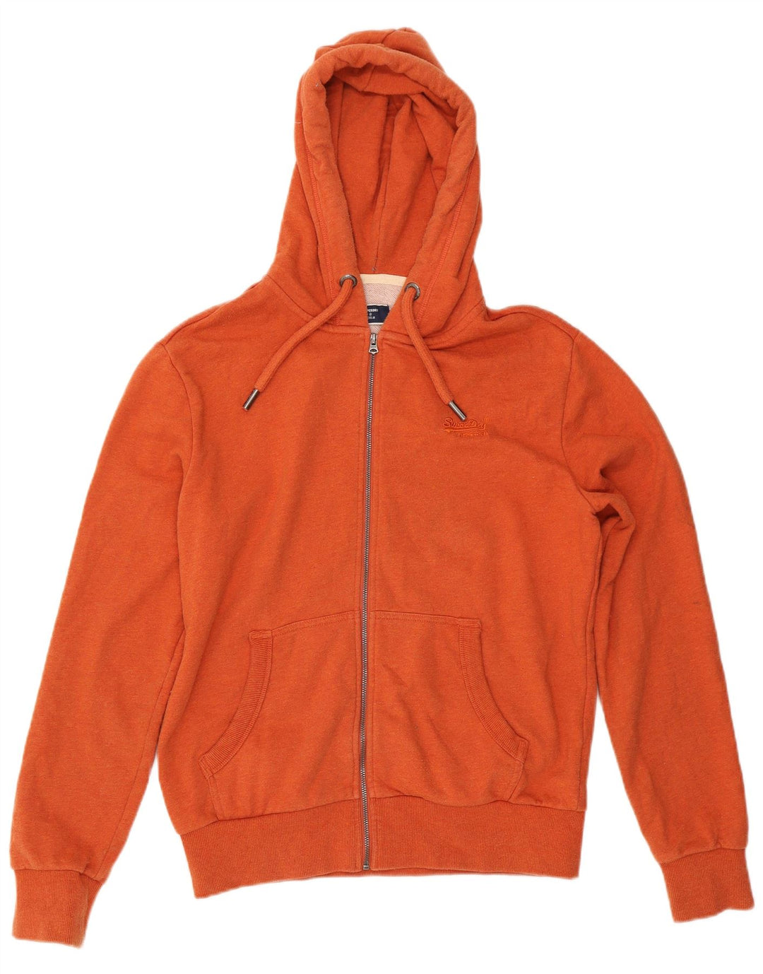 Superdry Herren-Kapuzenpullover mit Reißverschluss, groß, orange Baumwolle
