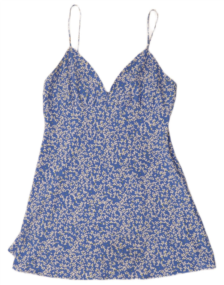 Zara Damen-Sommerkleid, Größe 44, groß, blau, geblümt, Polyester