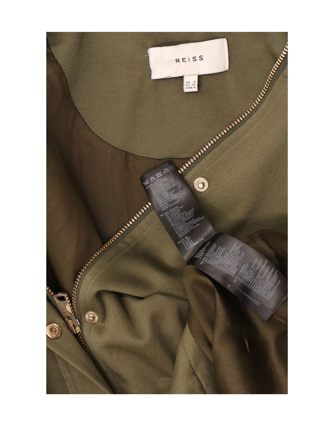 Reiss Damen Parka mit Kapuze, übergroß, Gr. 8, Khaki, Baumwolle
