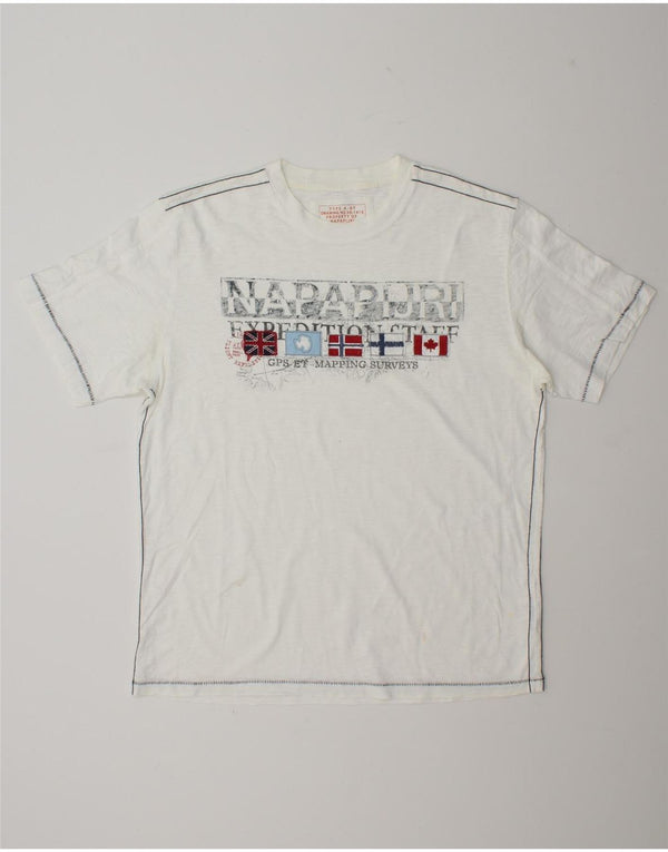 Napapijri Herren-T-Shirt mit Grafik, XL, weiße Baumwolle