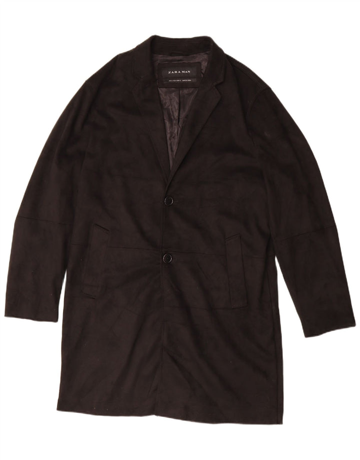 Zara Herren Loose Fit Mantel UK 38 Mittelschwarzes Polyester