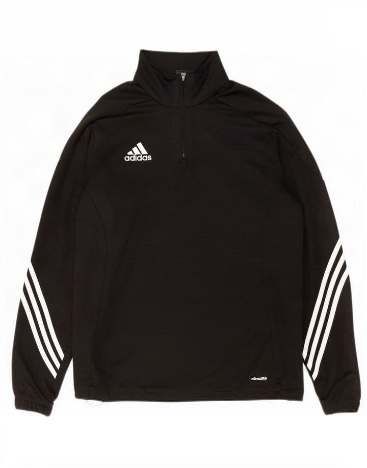 Adidas Herren Climalite Zip Neck Pullover Trainingsanzug Top Large Schwarz Polyester
