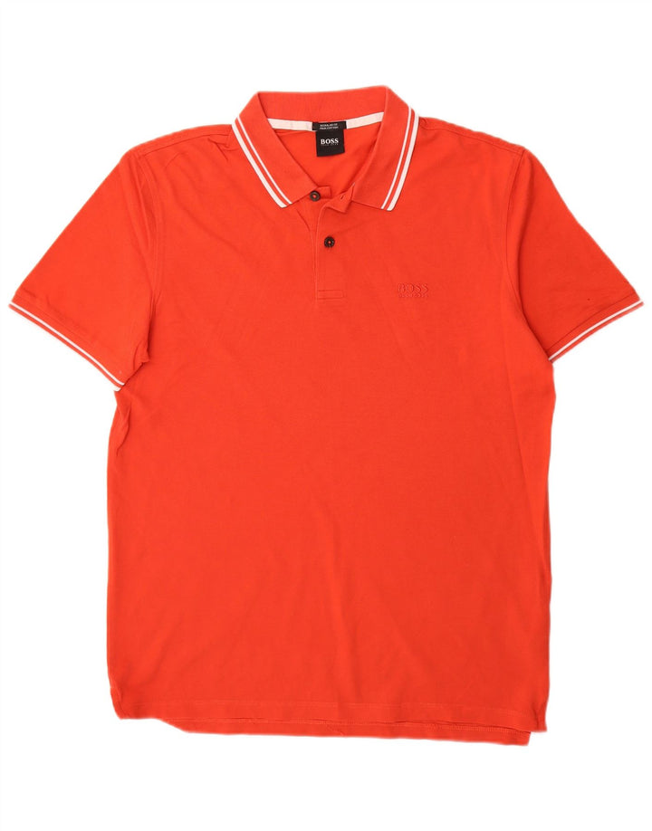 Hugo Boss Herren-Poloshirt mit normaler Passform, mittelrote Baumwolle