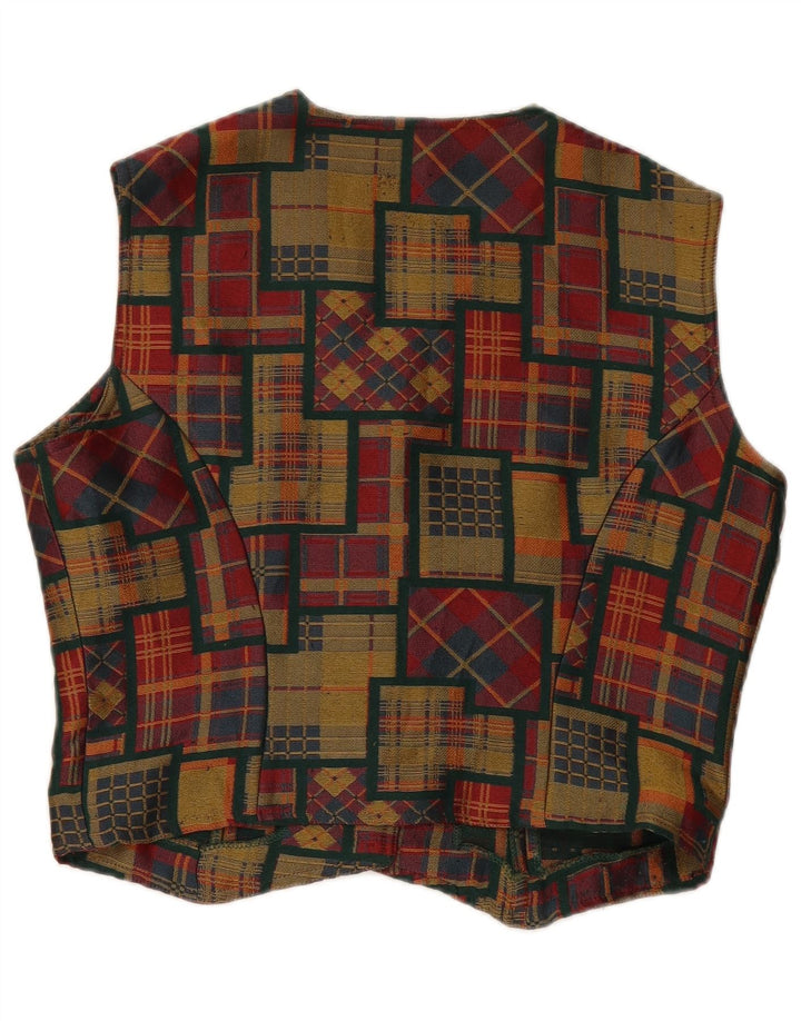 Vintage Damen Crop Weste UK 14 Medium Mehrfarbig Patchwork