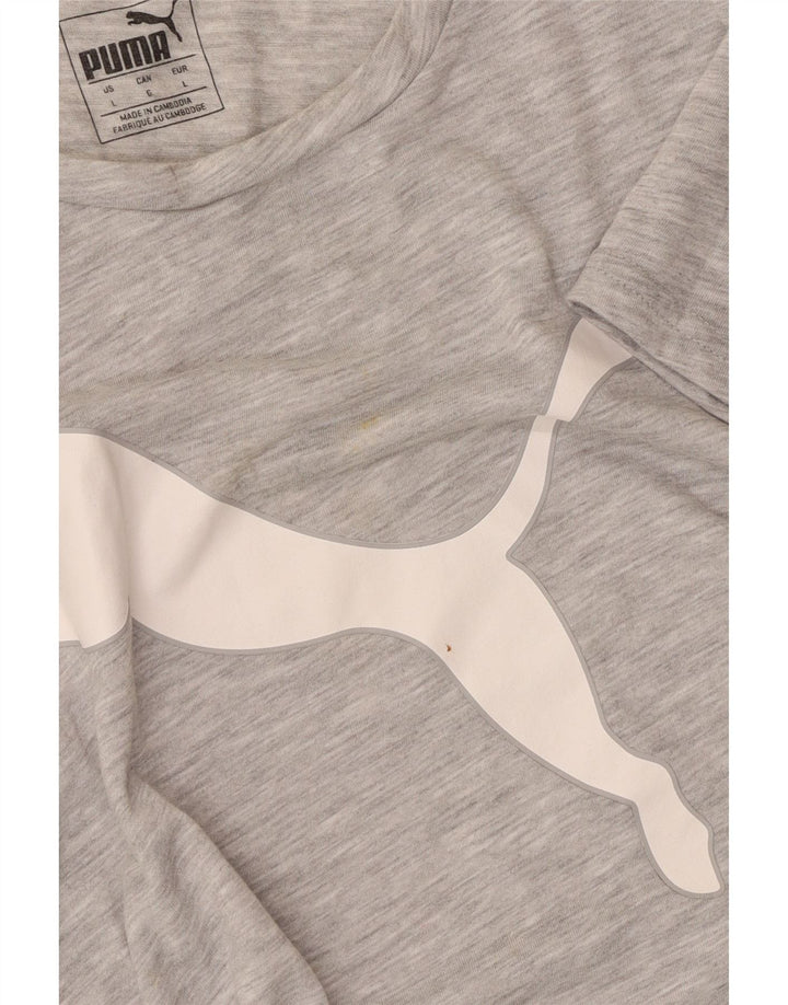Puma Womens Graphic T-Shirt Top UK 14 Large Grau geflecktes Polyester