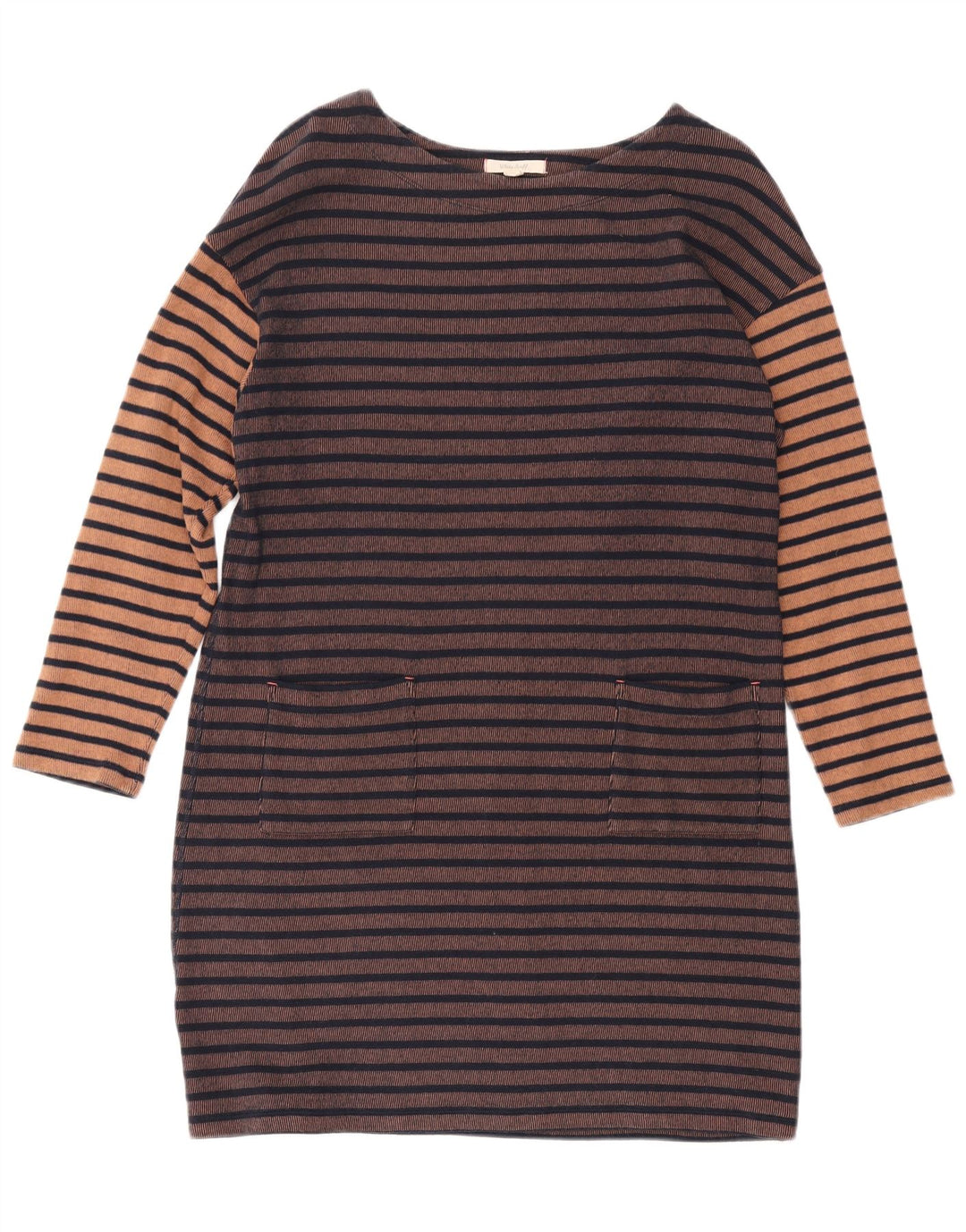 WHITE STUFF Damen Langarm-Etuikleid, Gr. 44, groß, braun gestreift