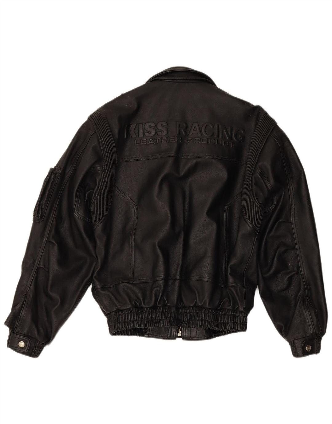 EUROX Grafische Leder-Rennjacke für Herren, UK 40, großes schwarzes Leder