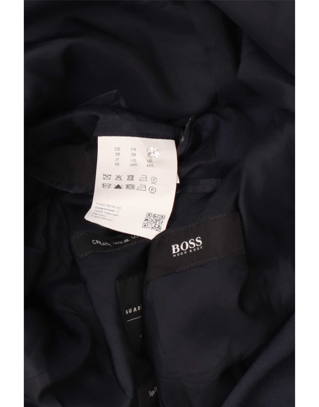 Hugo Boss Herren 2-Knopf-Blazerjacke EU 56 3XL Marineblaue Wolle