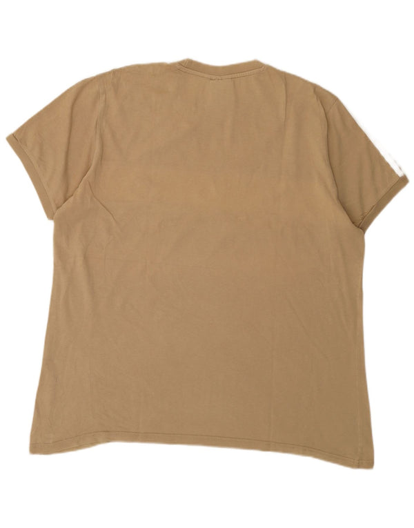 Adidas Herren Grafik T-Shirt Top Large Beige Colourblock