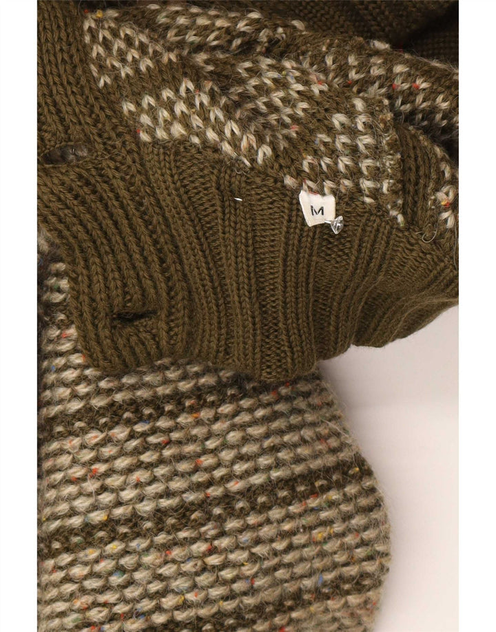Missoni Herren-Cardigan-Pullover aus mittelkhakifarbener, gestreifter Wolle