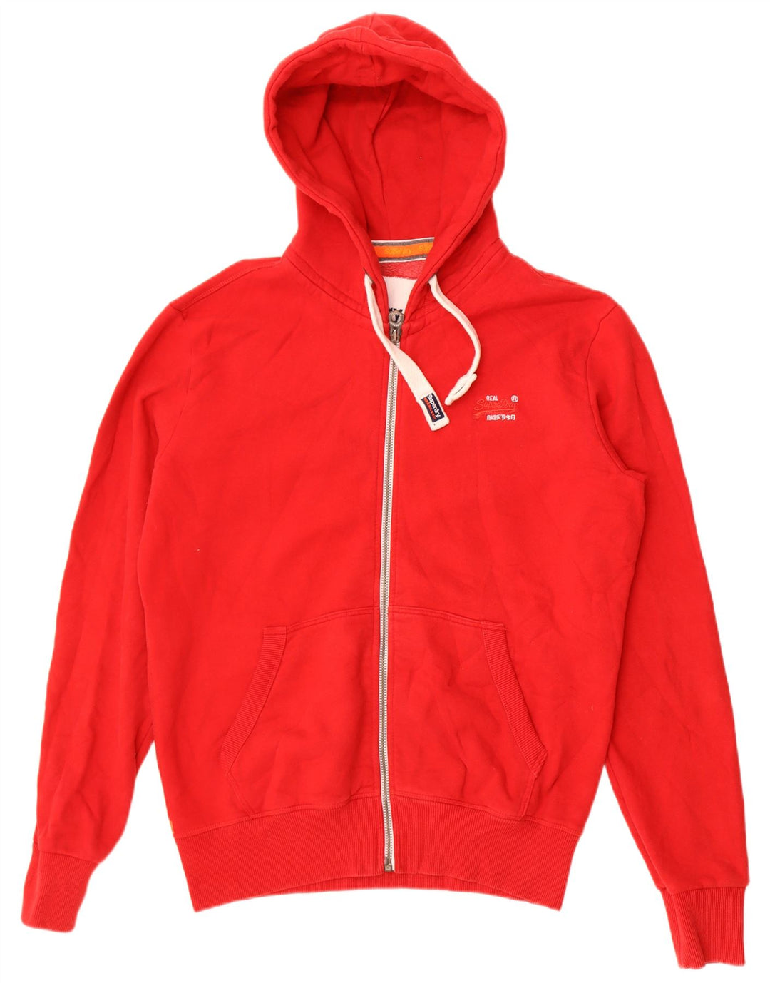 Superdry Herren-Kapuzenpullover mit Reißverschluss, groß, aus roter Baumwolle