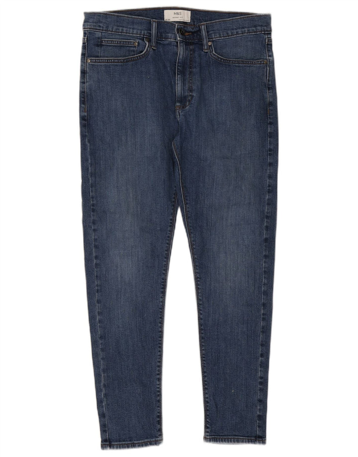 Marks & Spencer Herren Skinny Jeans W32 L29 Blaue Baumwolle