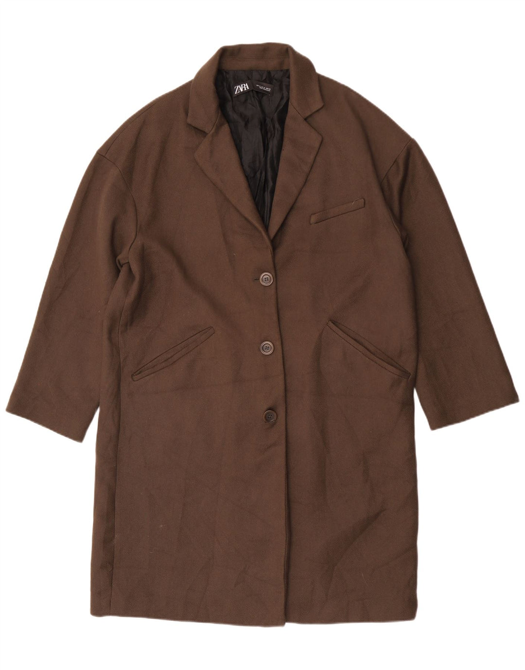 Zara Damen Übergroßer Mantel UK 14 Mittelbraunes Polyester