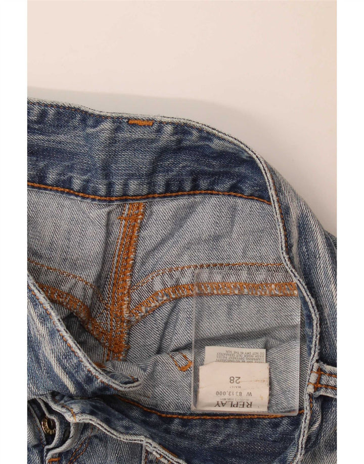 Replay Damen-Jeansshorts, mittelgroß, W28, blaue Baumwolle